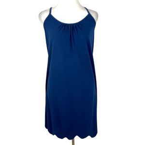 Simply Southern Dress Womens XS Blue Scalloped Hem Sleeveless Pique Cotton